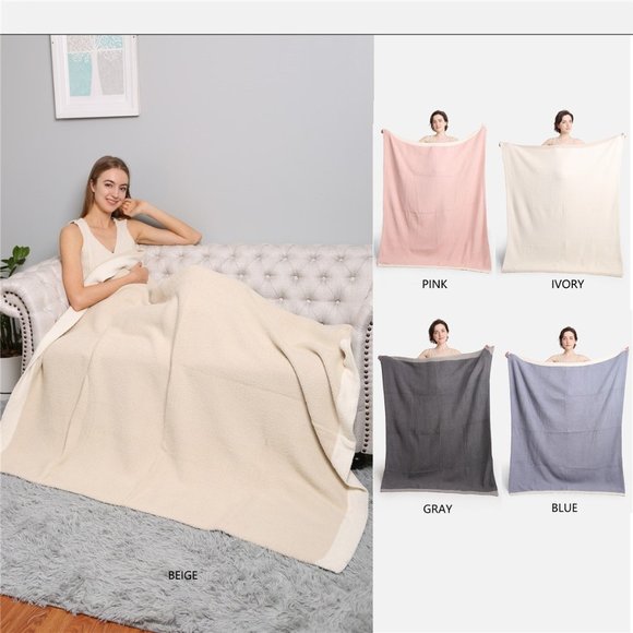 P/S Solid Color with Edge Luxury Soft Throw Blanket·50x60·Super Soft·ComfyLuxe - Picture 1 of 9